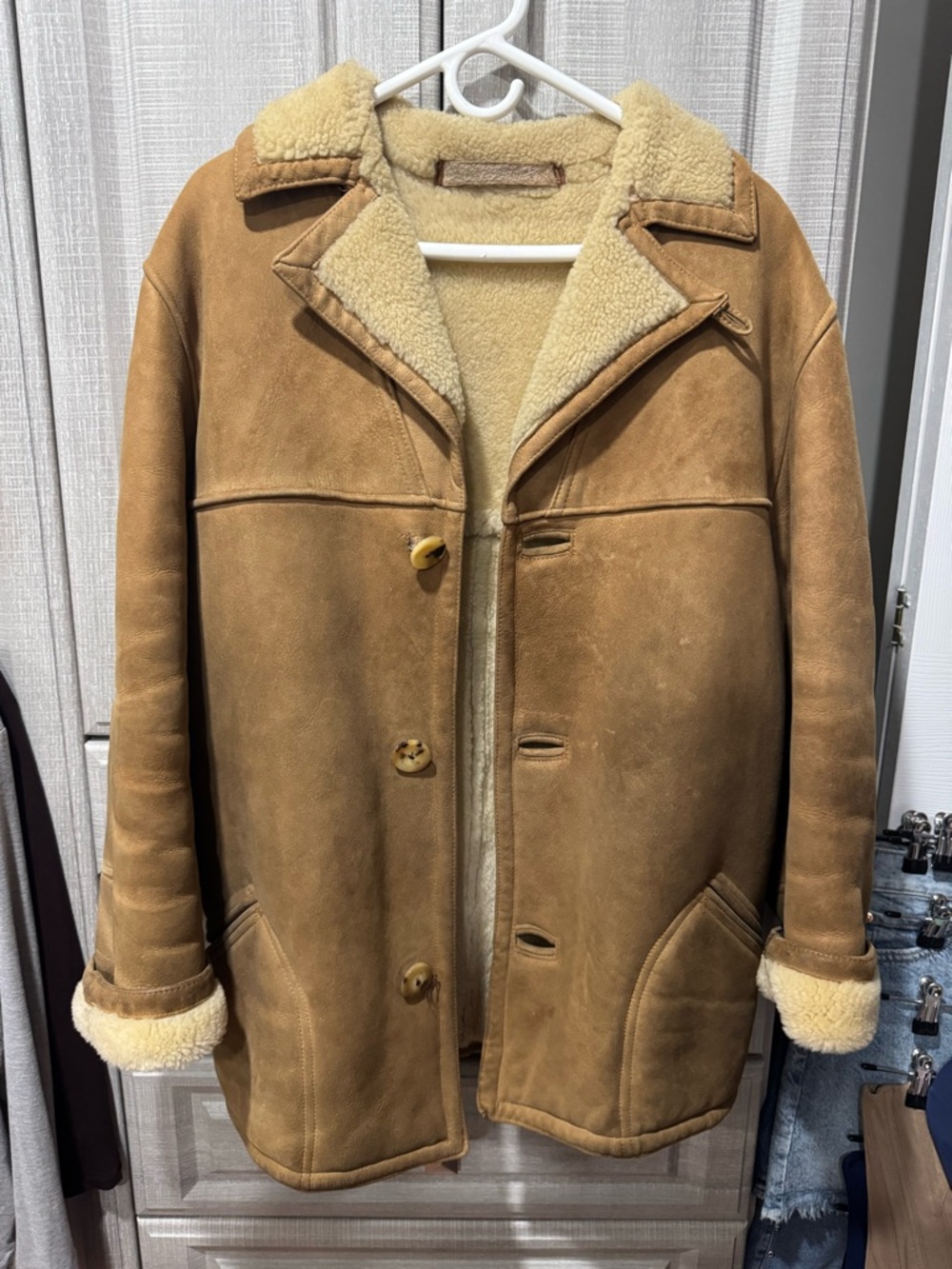 Men's Tan Suede with genuine sheepskin lining Made in France. Medium